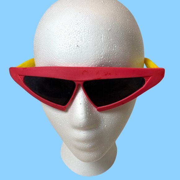 Retro Futuristic Back to the Future ll Movie Sunglasses Solar Shades Pink Yellow - Picture 9 of 9